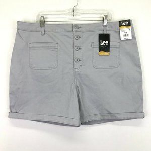 Lee Heritage Regular Fit High Rise Short Gray Button Fly Stretch Womens Size 22M